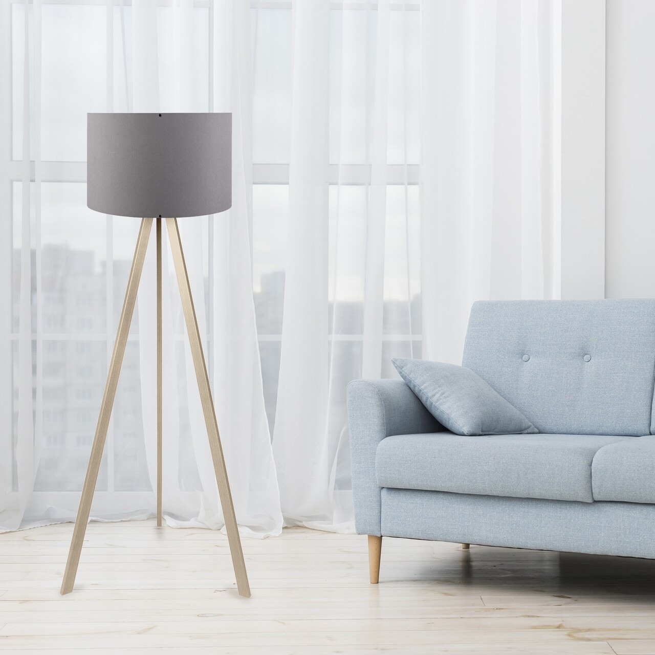 Lampadar, AYD-1522, Insignio, 38 x 140 cm, 1 x E27, 60W, gri/maro - imagine 5